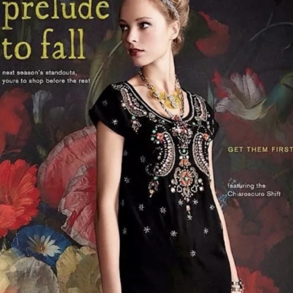 NWT anthropologie Yumi chiaroscuro dress black L - Picture 2 of 5